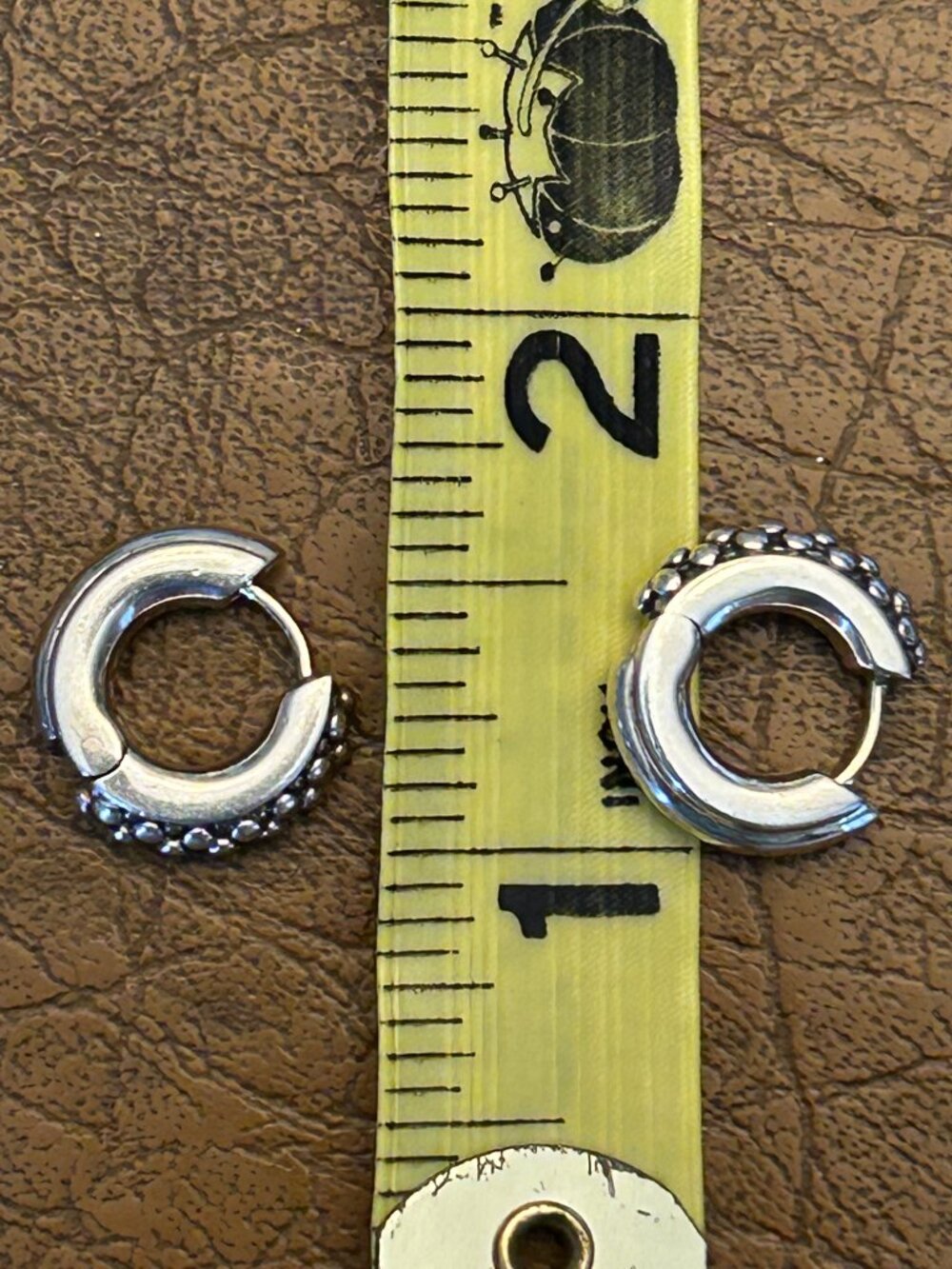 Michael Dawkins Sterling Silver 925 14K Gold Posts Caviar Hoop Earrings - Picture 2 of 10